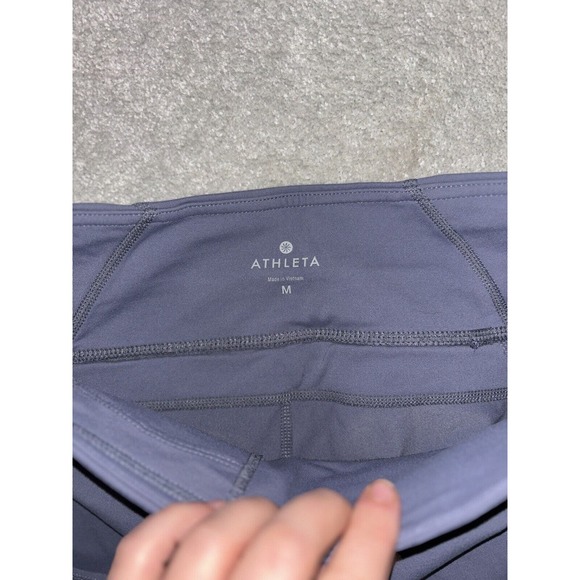 Athleta Capri‎ Cropped Leggings Purple Ruched Bottom Womans M - Picture 5 of 9